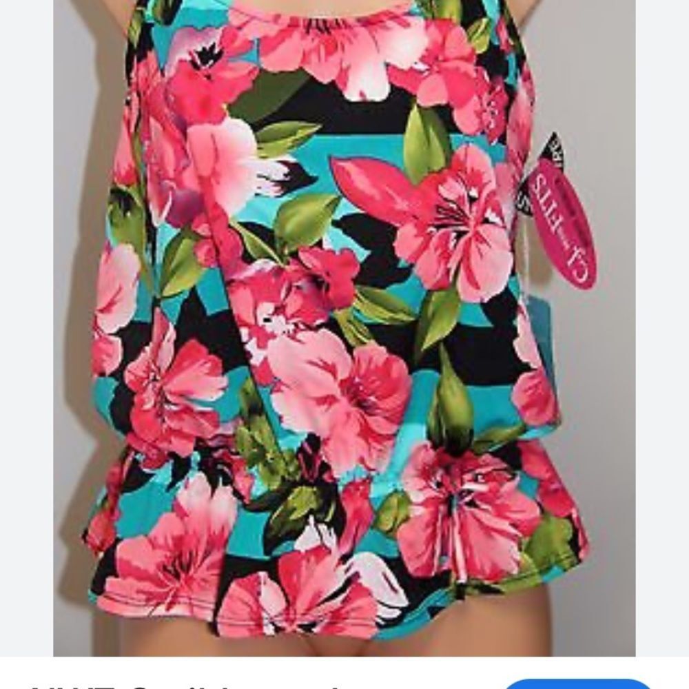 Caribbean Joe Floral Women’s Takini Two Piece Swimsuit NWT - Picture 2 of 10